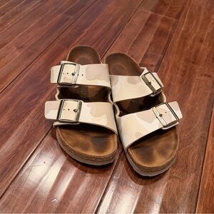 Birkenstock Sandals in Cream and Brown